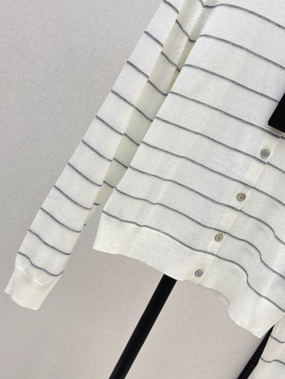25fw Striped knitted cardigan