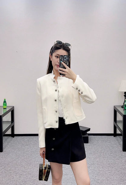 25fw Stand-up collar, water-soluble lace blazer.