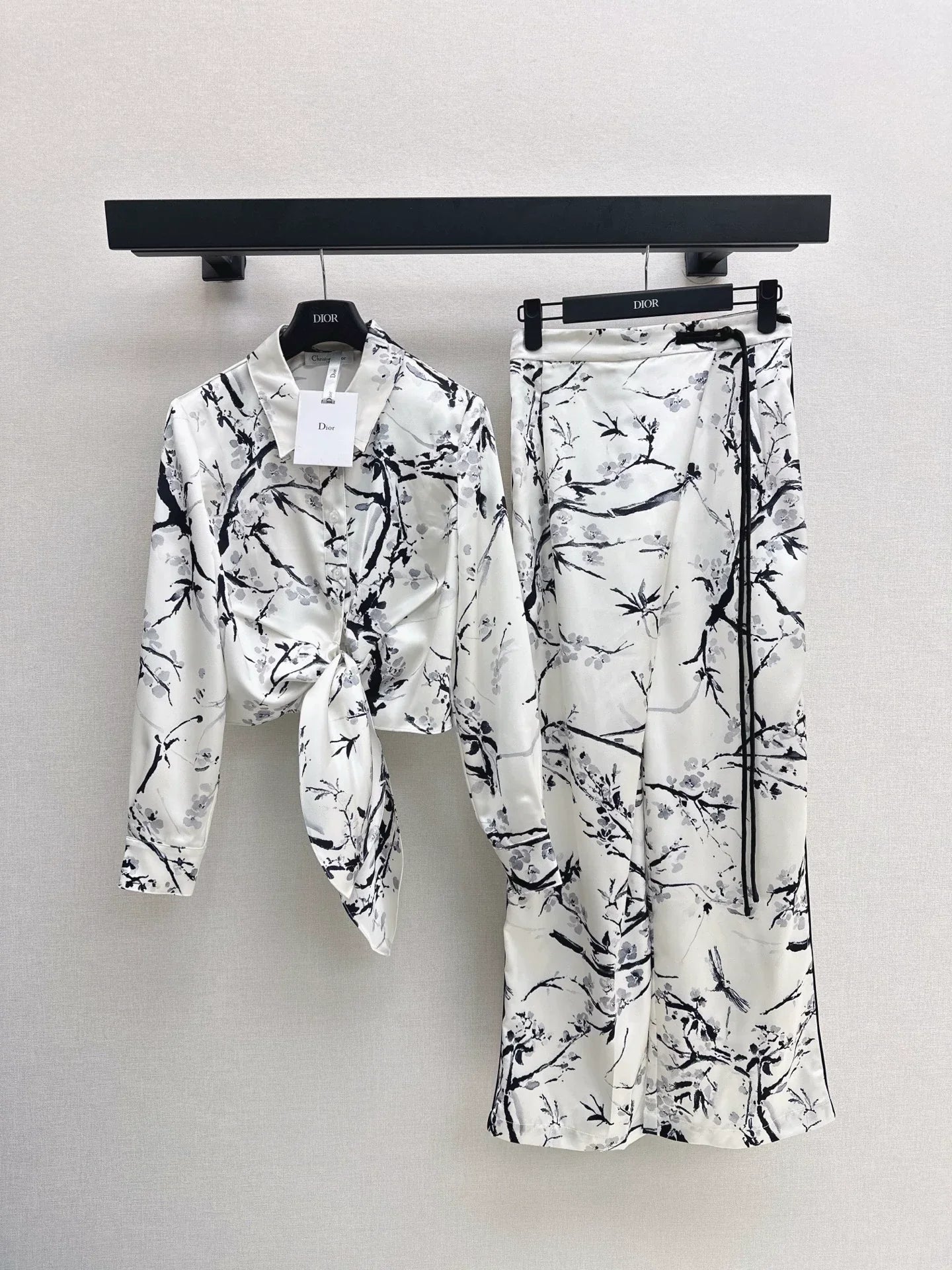 25fw Shirt+buckle decoration straight leg pants