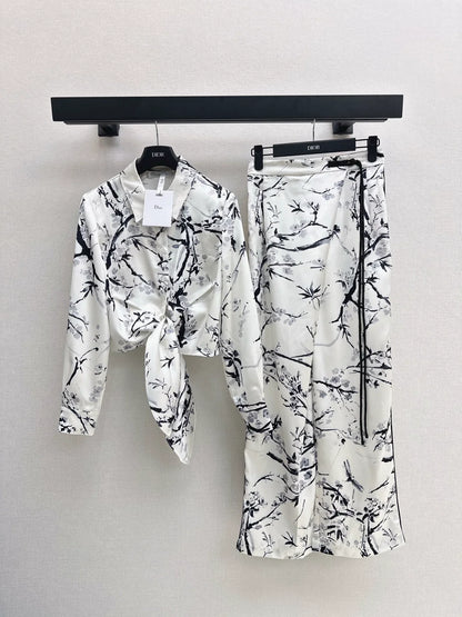 25fw Shirt+buckle decoration straight leg pants