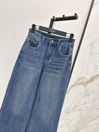 25fw Triangle logo straight leg jeans