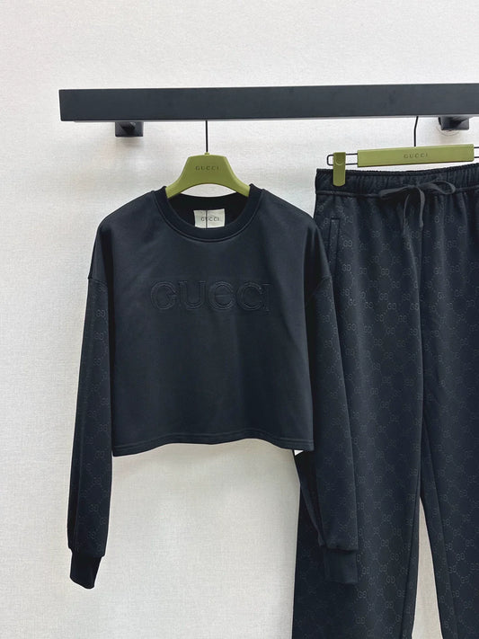 2025 Round neck embroidered hoodie and pants set