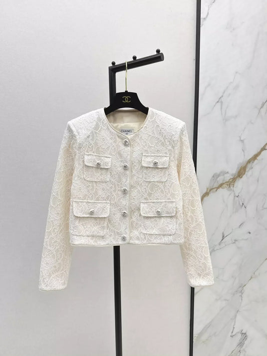 25fw Lace round neck jacket