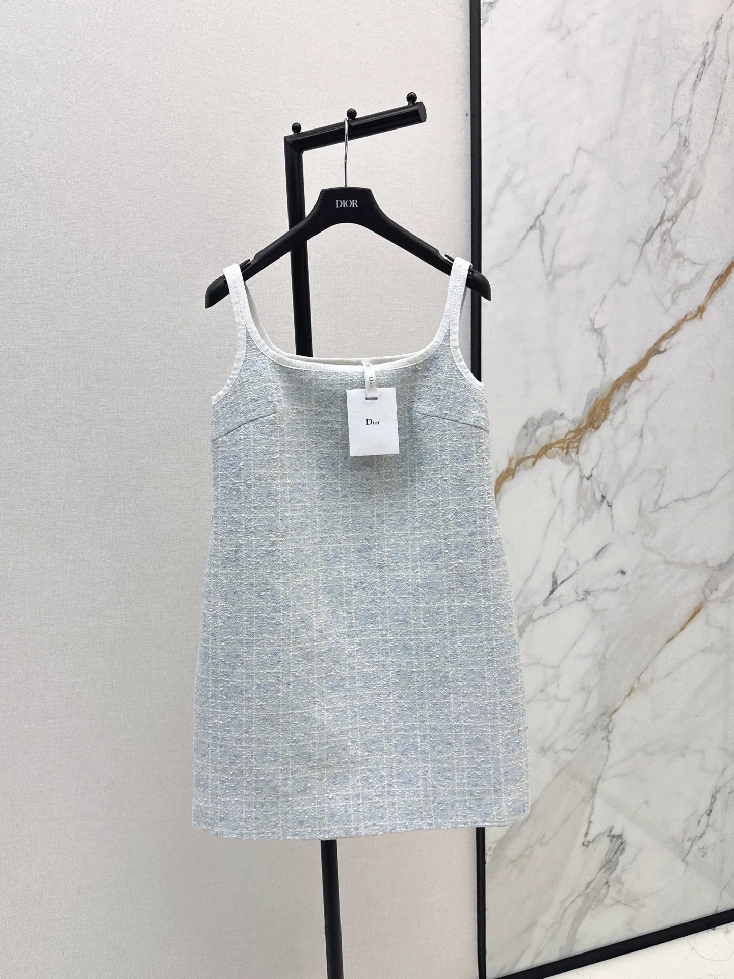 25fw Glacier Blue Vine Grid Strap Dress
