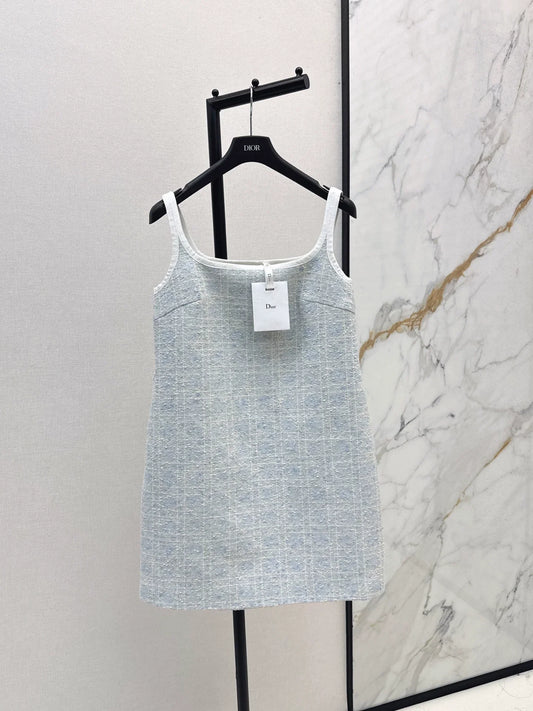 25fw Glacier Blue Vine Grid Strap Dress