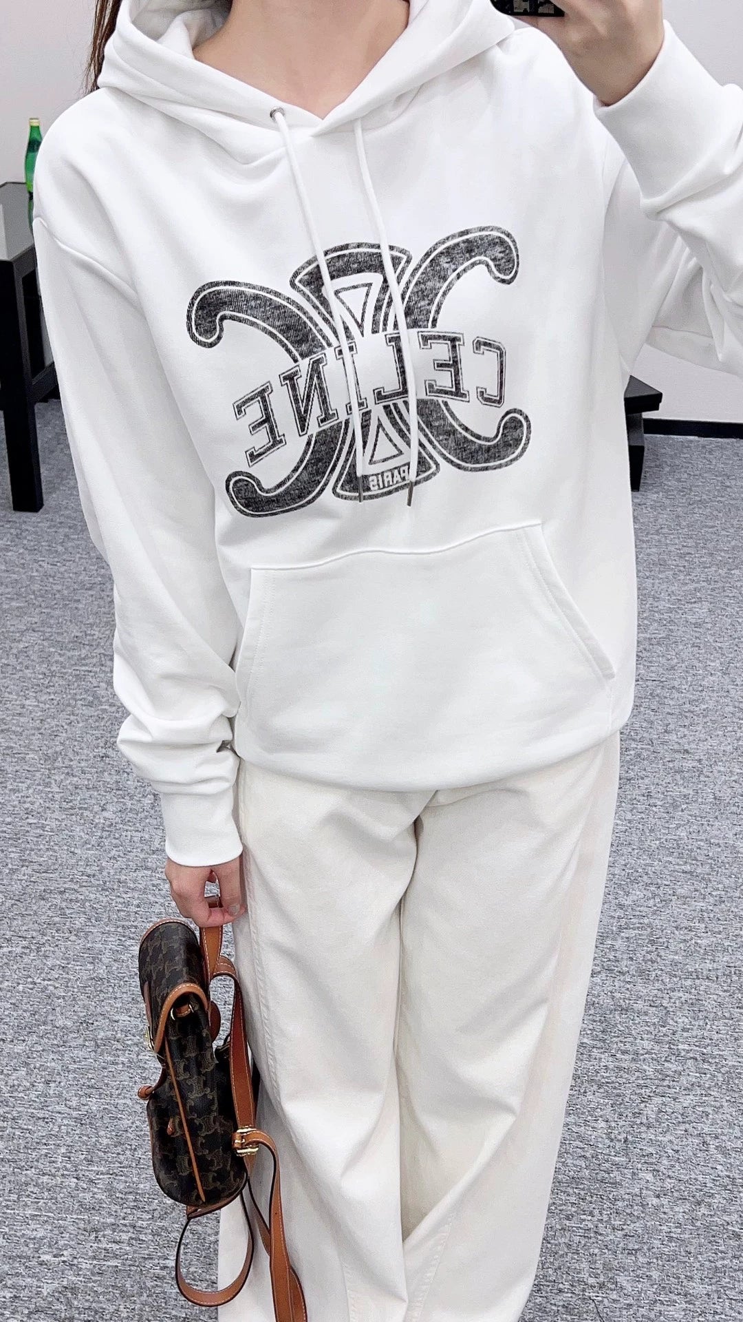 2025 Hooded distressed white letter hoodie