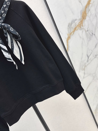25fw Silk scarf pullover hoodie
