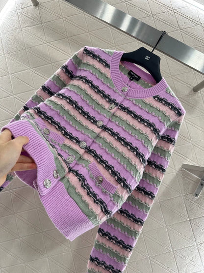 25fw Striped knitted cardigan
