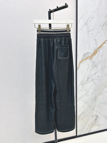 2025 Wide leg straight leg drawstring pants