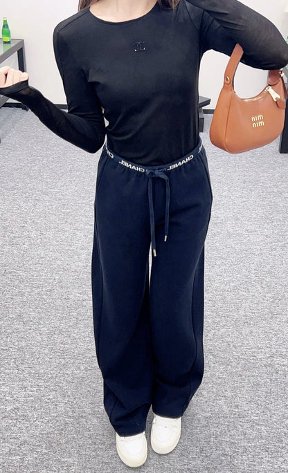 2025 Drawstring webbing wide leg pants