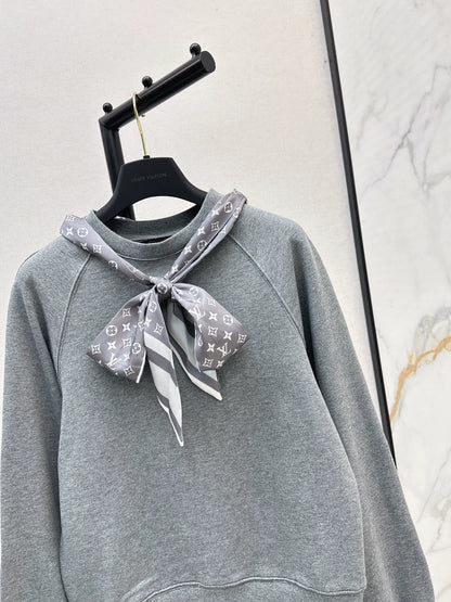 25fw Silk scarf pullover hoodie