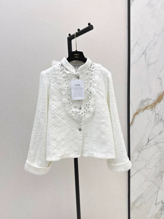 25fw Hundred dimensional flower hollow collar loose silhouette jacket