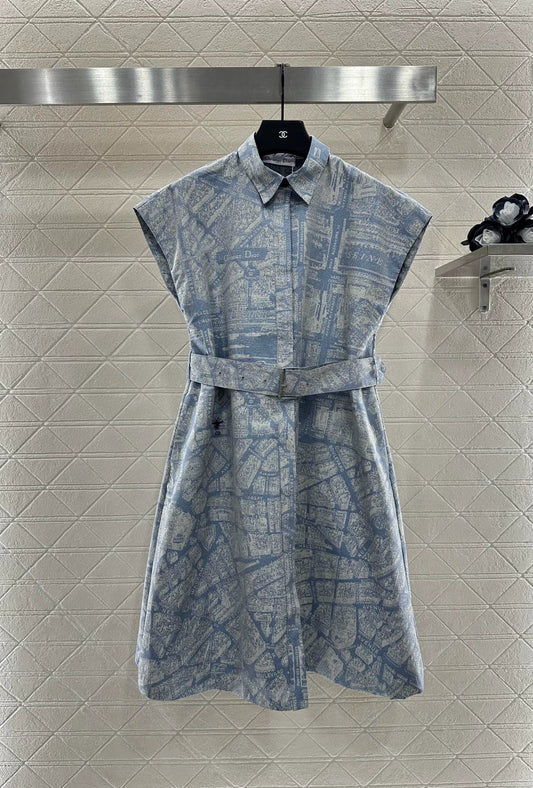 D 25 Belted jacquard dress
