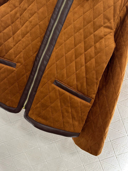 25fw Color blocking cotton coat and suede jacket