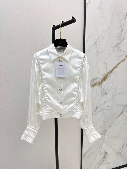 25fw Pearl trimmed shirt