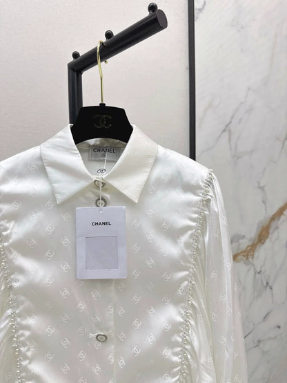 25fw Pearl trimmed shirt