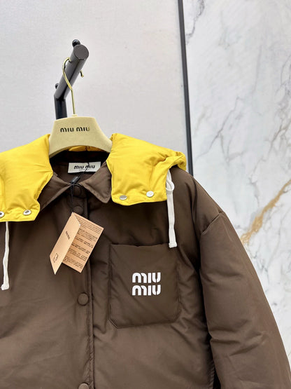 25fw Color blocking hooded bread jacket