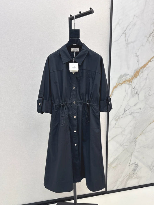 25 Shirt collar waist cinching dress