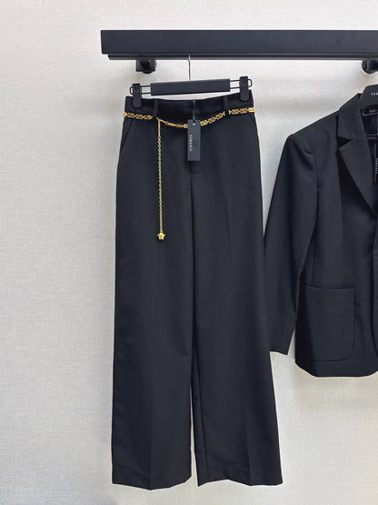 25fw Silhouette suit jacket+waist chain trousers