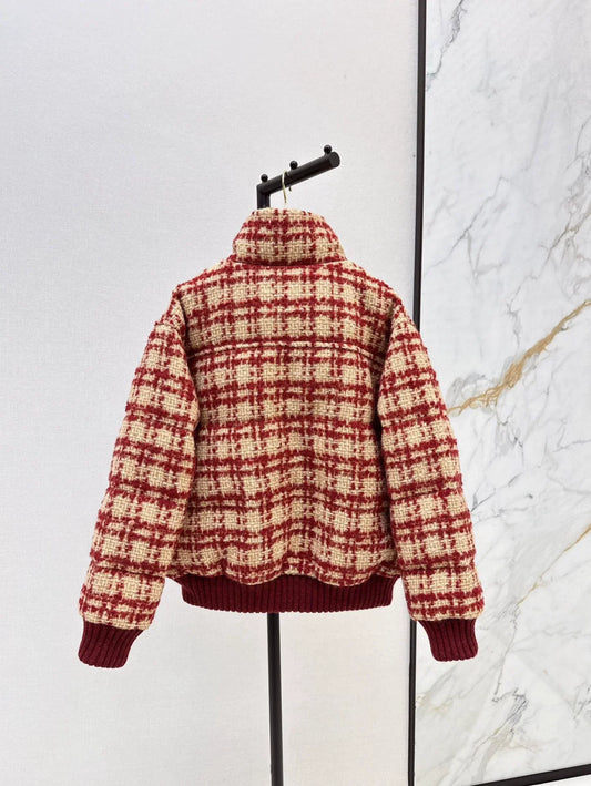 25 Skiing tweed plaid stand up collar down