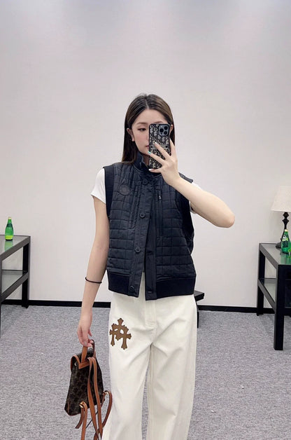2025 Plaid down cotton jacket vest