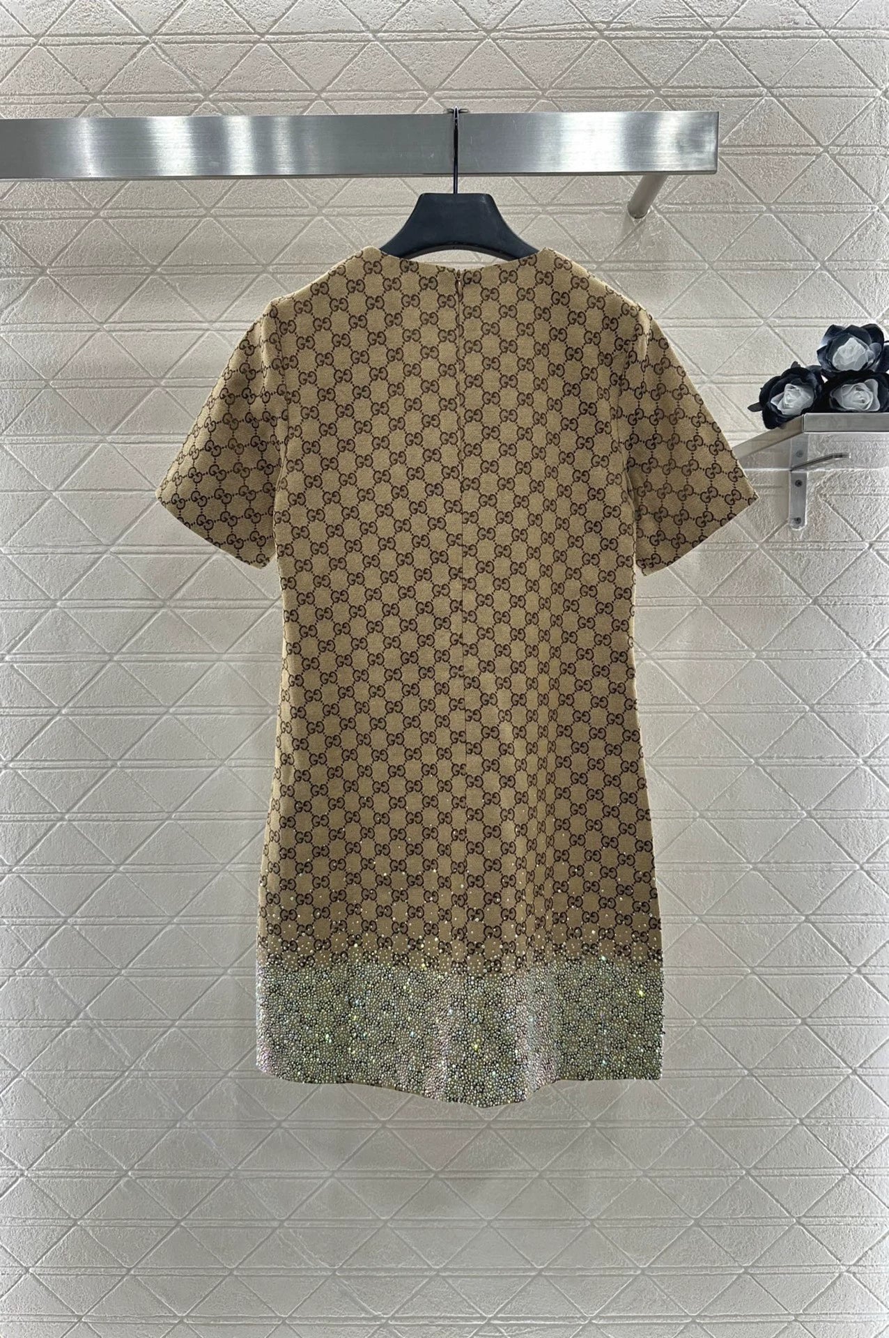 25fw Hot stamping jacquard short sleeved dress