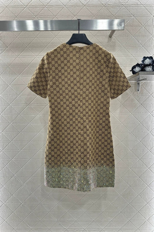 25fw Hot stamping jacquard short sleeved dress