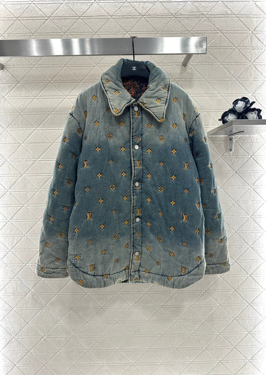 L 25 jacquard padded denim jacket