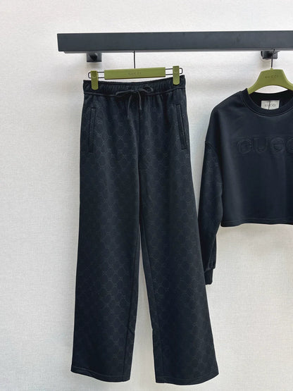 2025 Round neck embroidered hoodie and pants set