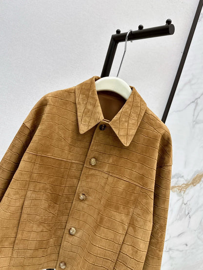 25fw Crocodile patterned suede collar jacket