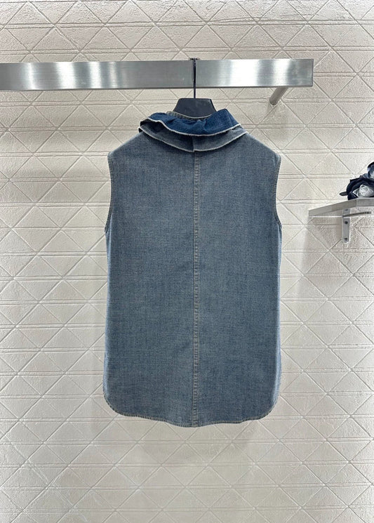 25fw Lace denim vest