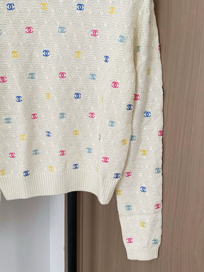 25fw new round neck embroidered knitted sweater