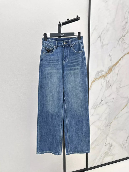 25fw Triangle logo straight leg jeans