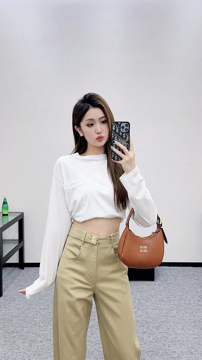 25fw Belt casual wide leg pants