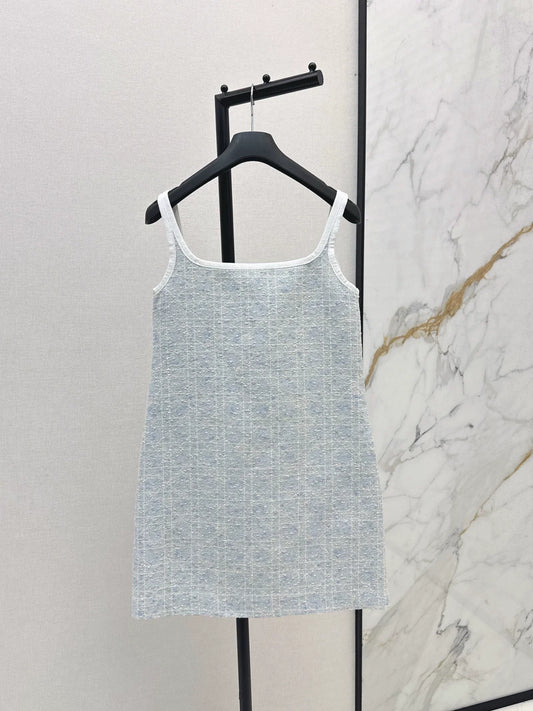 25fw Glacier Blue Vine Grid Strap Dress