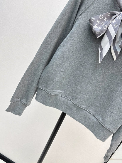 25fw Silk scarf pullover hoodie