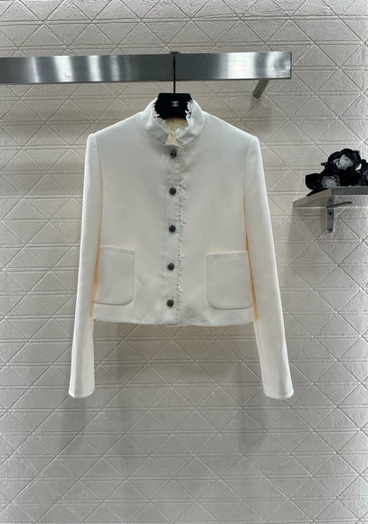 25fw Stand-up collar, water-soluble lace blazer.