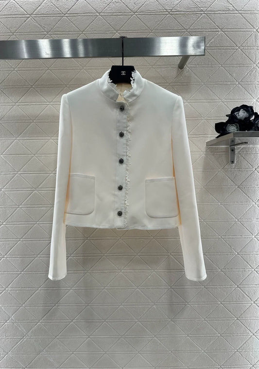 25fw Stand-up collar, water-soluble lace blazer.