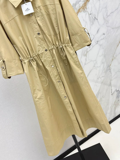 25 Shirt collar waist cinching dress