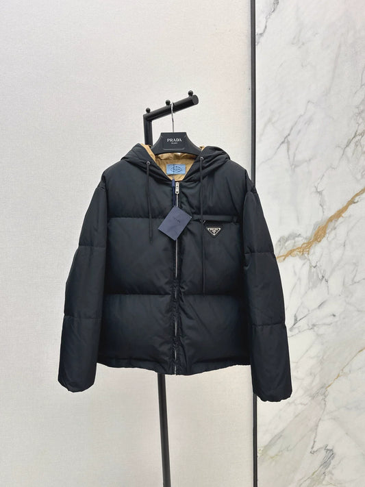 25fw Triangular decoration hooded down jacket
