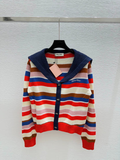 25fw Striped knitted cardigan