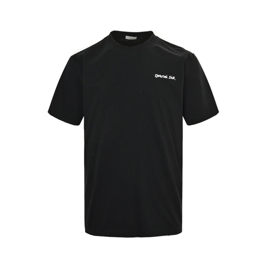 cursive signature embroidered lettering short sleeves