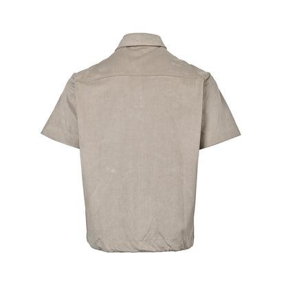 25 pocket vintage suede shirt with short sleeves