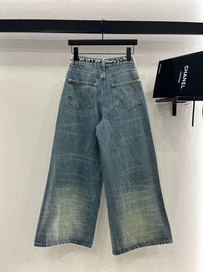 25 new high waist white pleated denim cropped pants