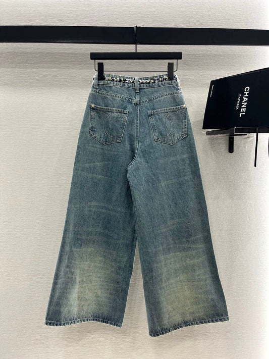 25 new high waist white pleated denim cropped pants