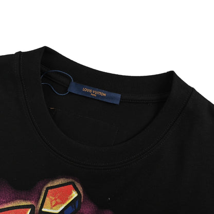 comic cartoon flame letter print short sleeves