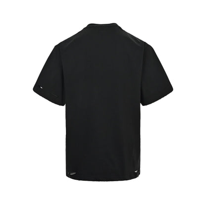Eye chart knife cuts holes in short sleeves