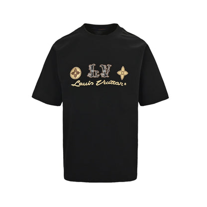 25ss Four-leaf clover letter logo printed short sleeves