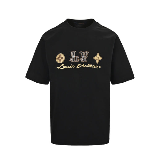 25ss Four-leaf clover letter logo printed short sleeves