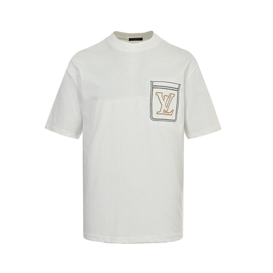 25ss Line fake pocket embroidered short sleeved shirt